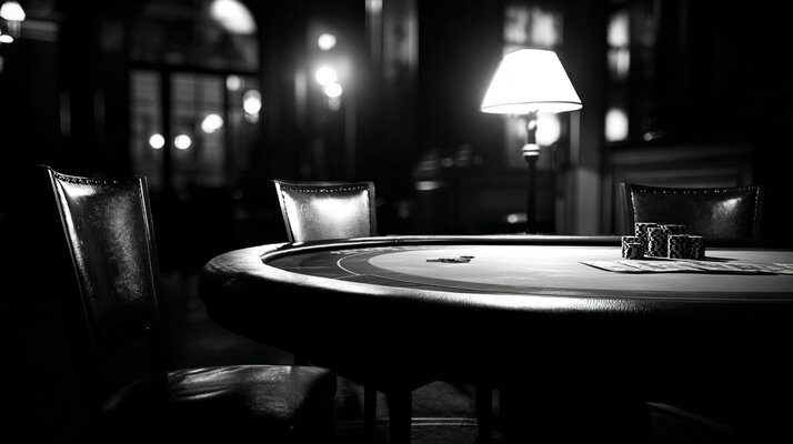 Bàn casino với dealer và các khu vực đặt cược được đánh dấu